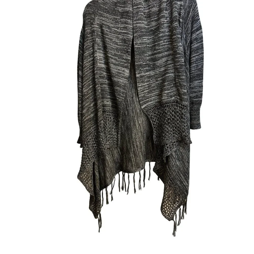 One World  Size XL  Live and Let Live Women's Cardigan Sweater Gray/Black